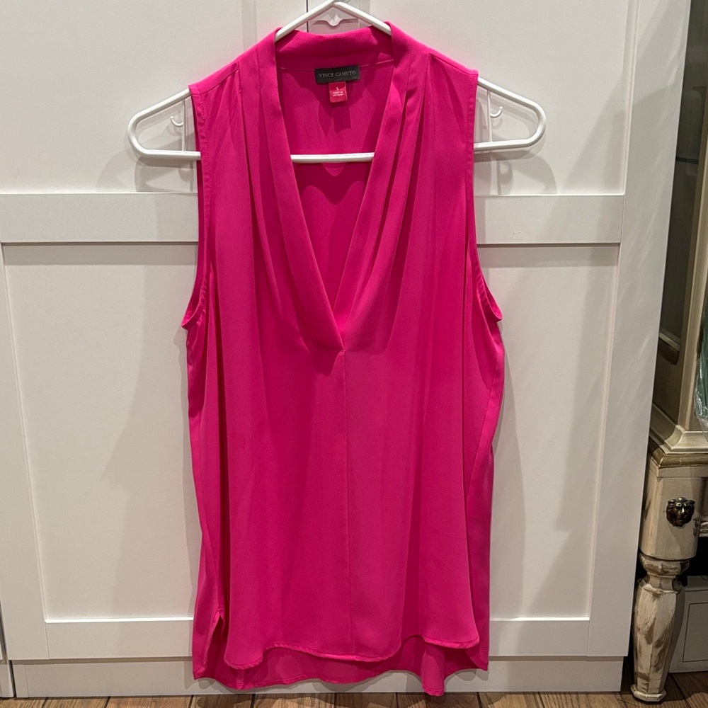 Vince Camuto Vibrant Pink V-Neck Blouse